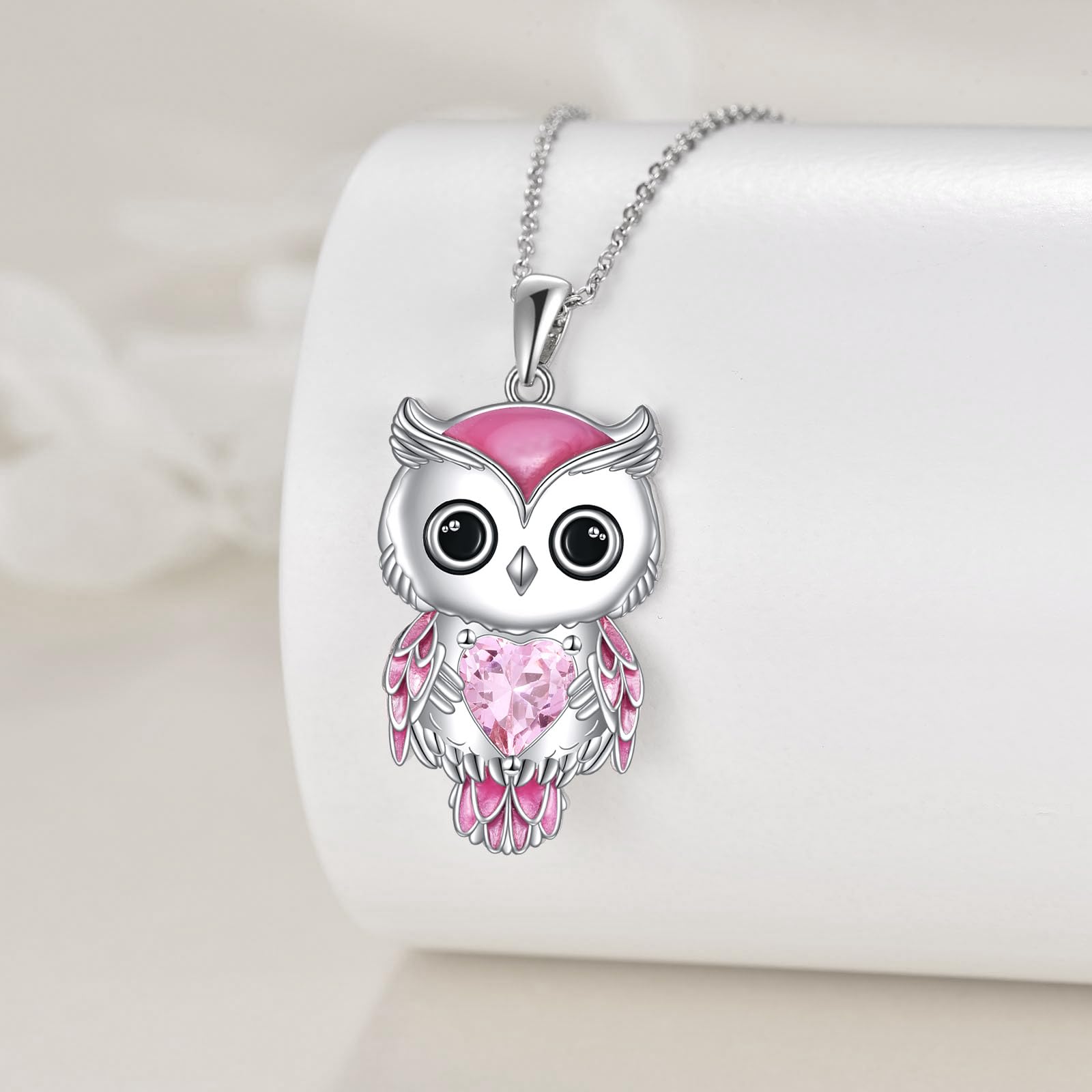Vadmans Collar de Búho Regalos de Joyería para Las Mujeres 925 de Plata Esterlina Piedra de Nacimiento Búho Colgante Collar de Joyería de Navidad para Las Niñas