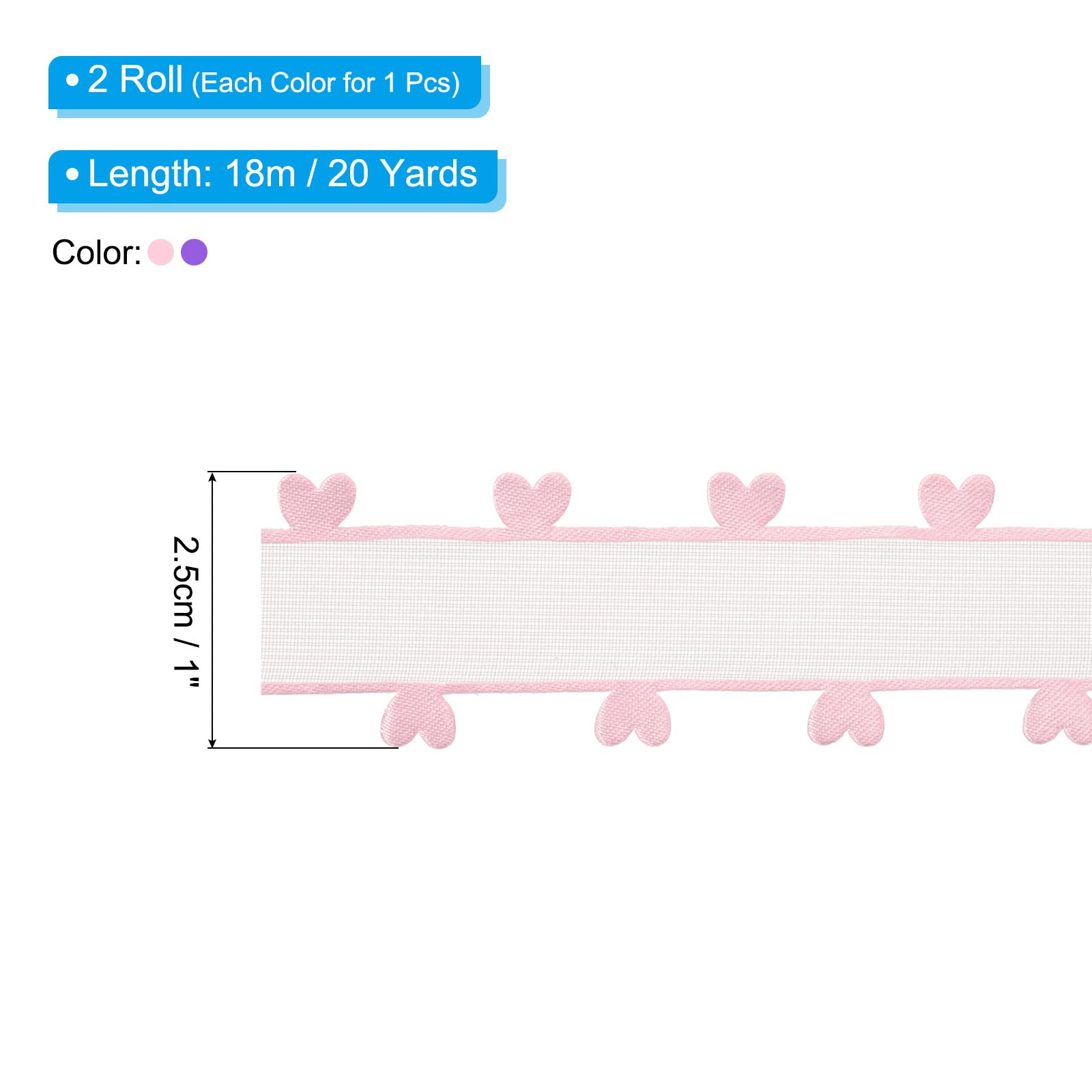 PATIKIL 1 Inch x 20 Yard Organza Chiffon Ribbon Set - Image 2