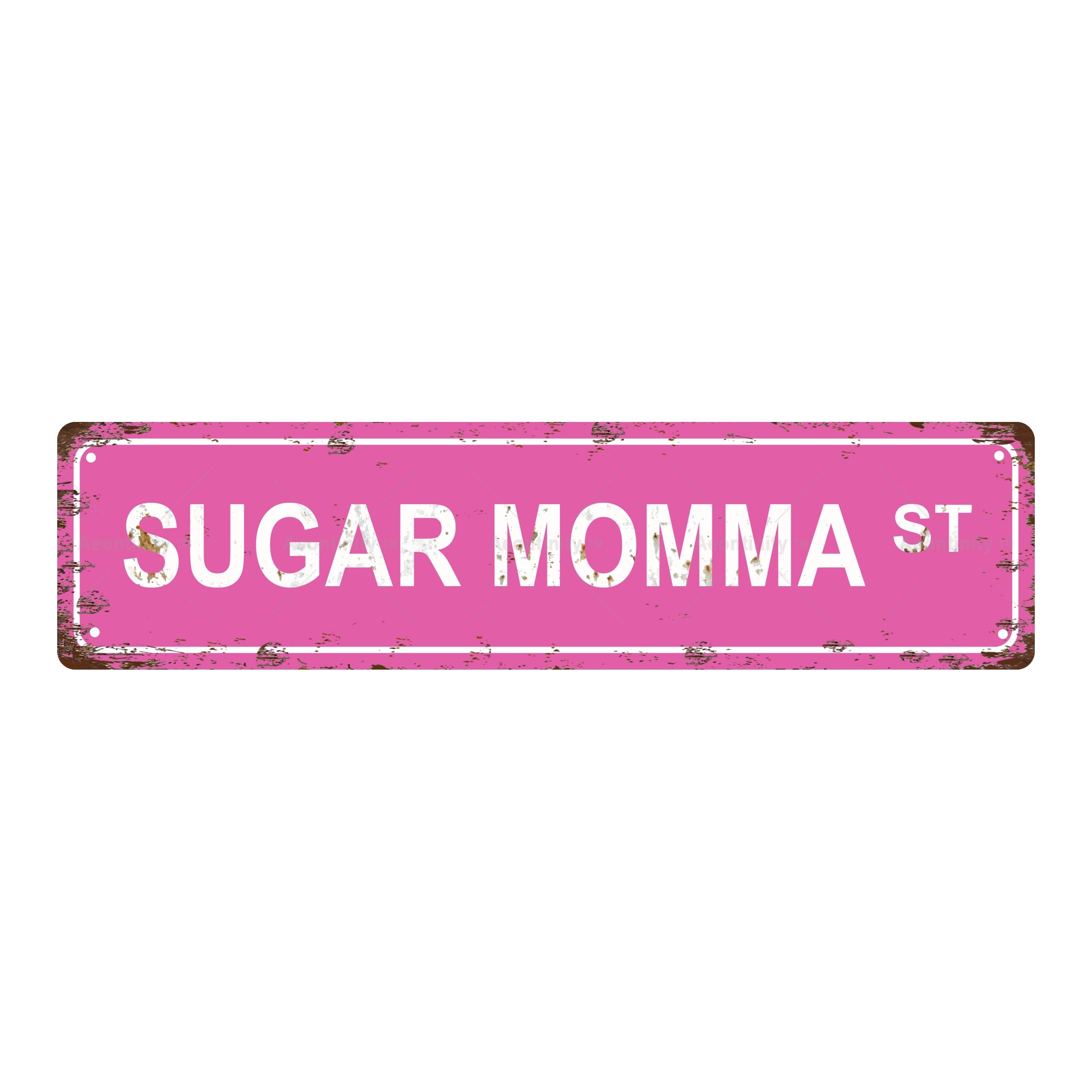 SUGAR MOMMA ST Vintage Metal Tin Street Sign Wall Bathroom Farmhouse Garden Porch Patio Decor, 16 x 4 Inch