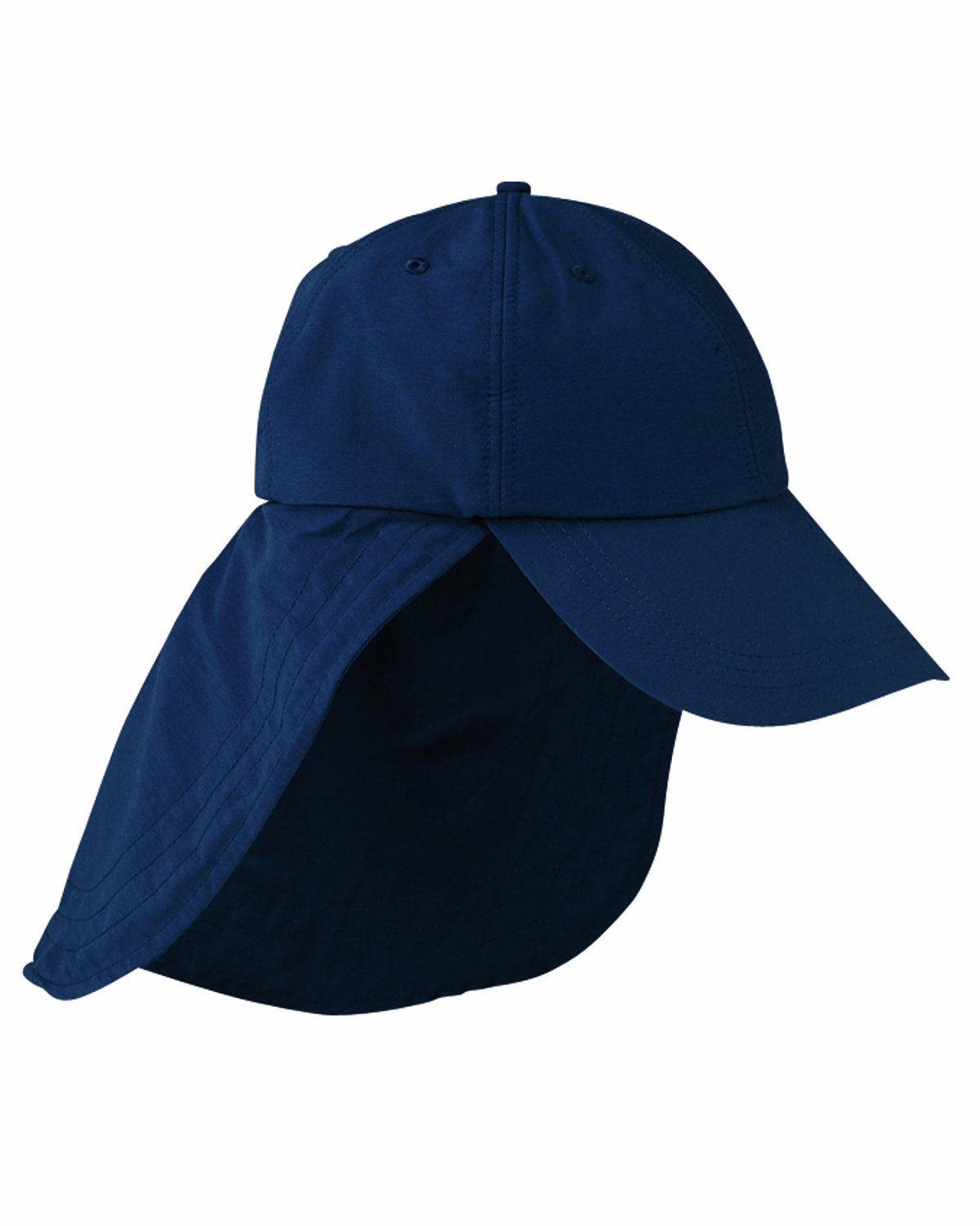 Adams6-Panel Low-Profile Cap with Elongated Bill and Neck Cape - NAVY - OS