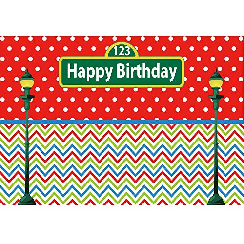 Fotohintergrund, Regenbogen-Zickzackmuster, Rot, Cartoon, weiße Punkte, Happy 1st First Bday, Party, Kuchendekoration, Banner, 2,1 x 1,52 m