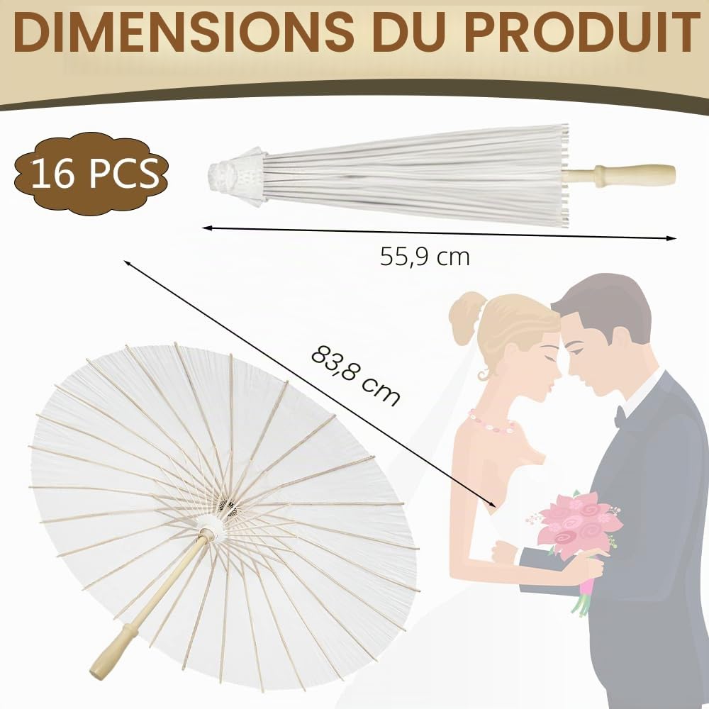 Parapluie décoratif chinois japonais en papier huilé pour décoration de mariage, fête de mariage, 83 cm