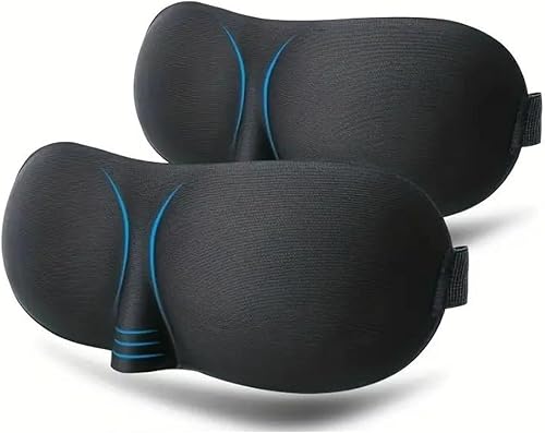 Paquete de 2 Máscara de sueño ultra suave, máscara de ojos para dormir, diseño de copa contorneada 3D con correas ajustables para 100% opacidad,