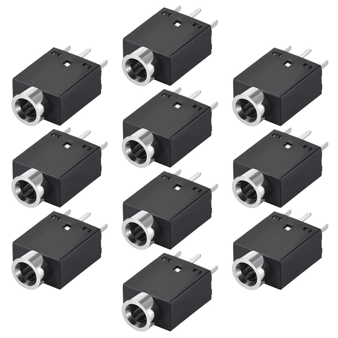 sourcing map PCB Mount 3.5mm 5 Pin Socket Headphone Stereo Jack Audio Video Connector PJ358 Black 10Pcs