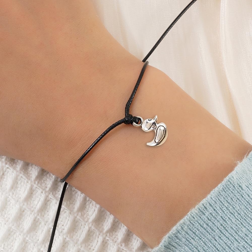 Cute Duck Bracelet for Women Men Funny Animal Ducky Charm Handmade Wrist Chain Adjustable Black Braided Rope Bracelets Friendship Jewelry for Best Friends Daughter Bestie With Card