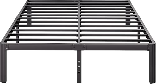 Miniatura 9 de Askeld Base de cama de tamaño matrimonial, plataforma de metal de 18 pulgadas de alto con patas de esquina redonda, no necesita somier, base de cama