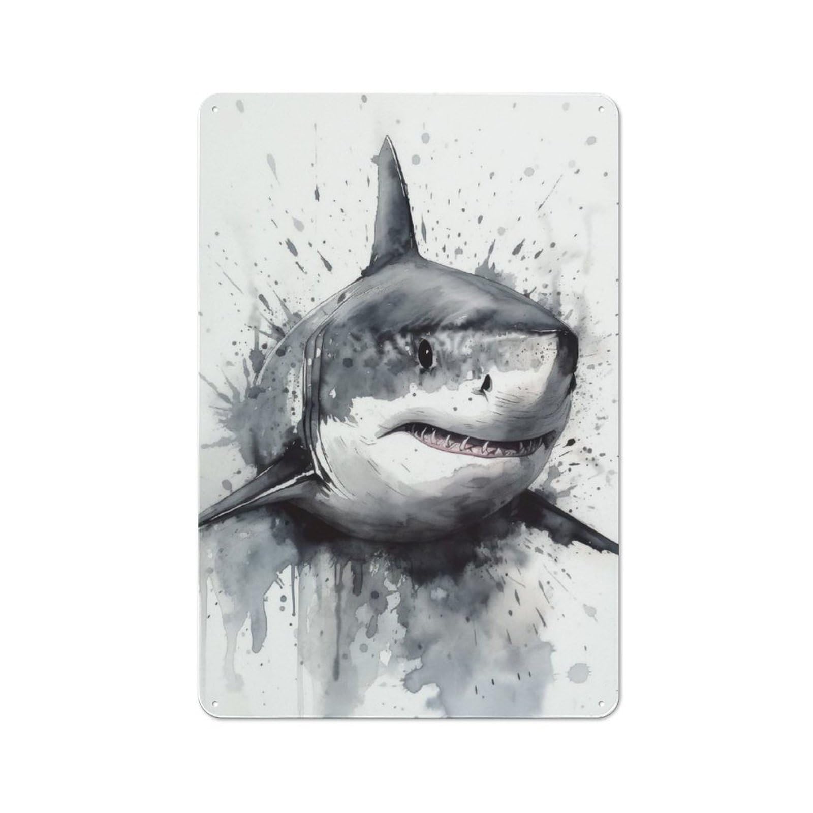 Junmoney Shark Ocean Majesty Shed Metal Sign With Design 30X20cm, Outdoor Room Shed Wall Decor For Shed, Garden Room, Porch Or Garage