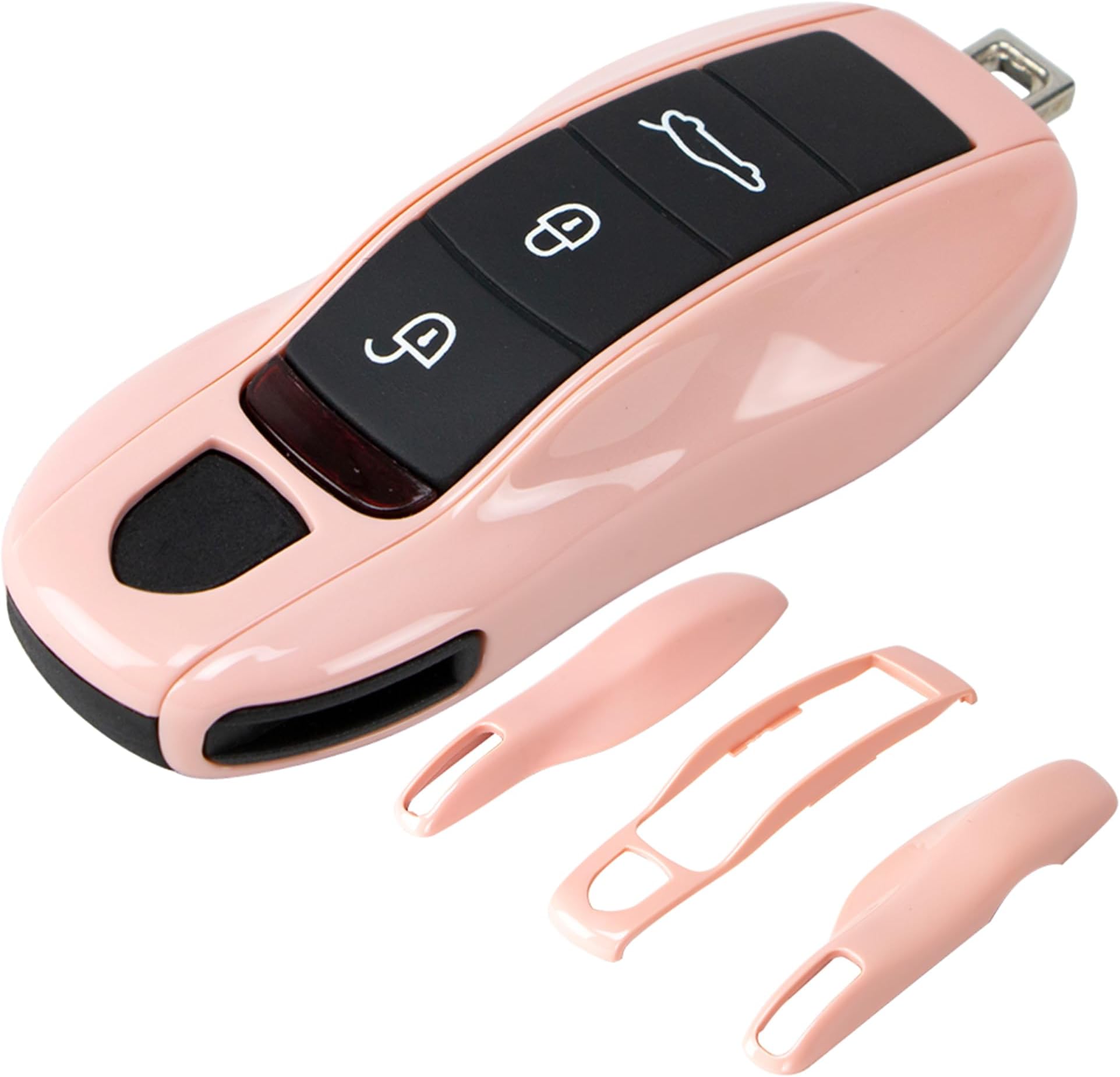 AeroBon 3-Piece Painted Key Cover Key Fob Shell Compatible with Porsche Key Shell Replacement (MK1, Morandi Pink)