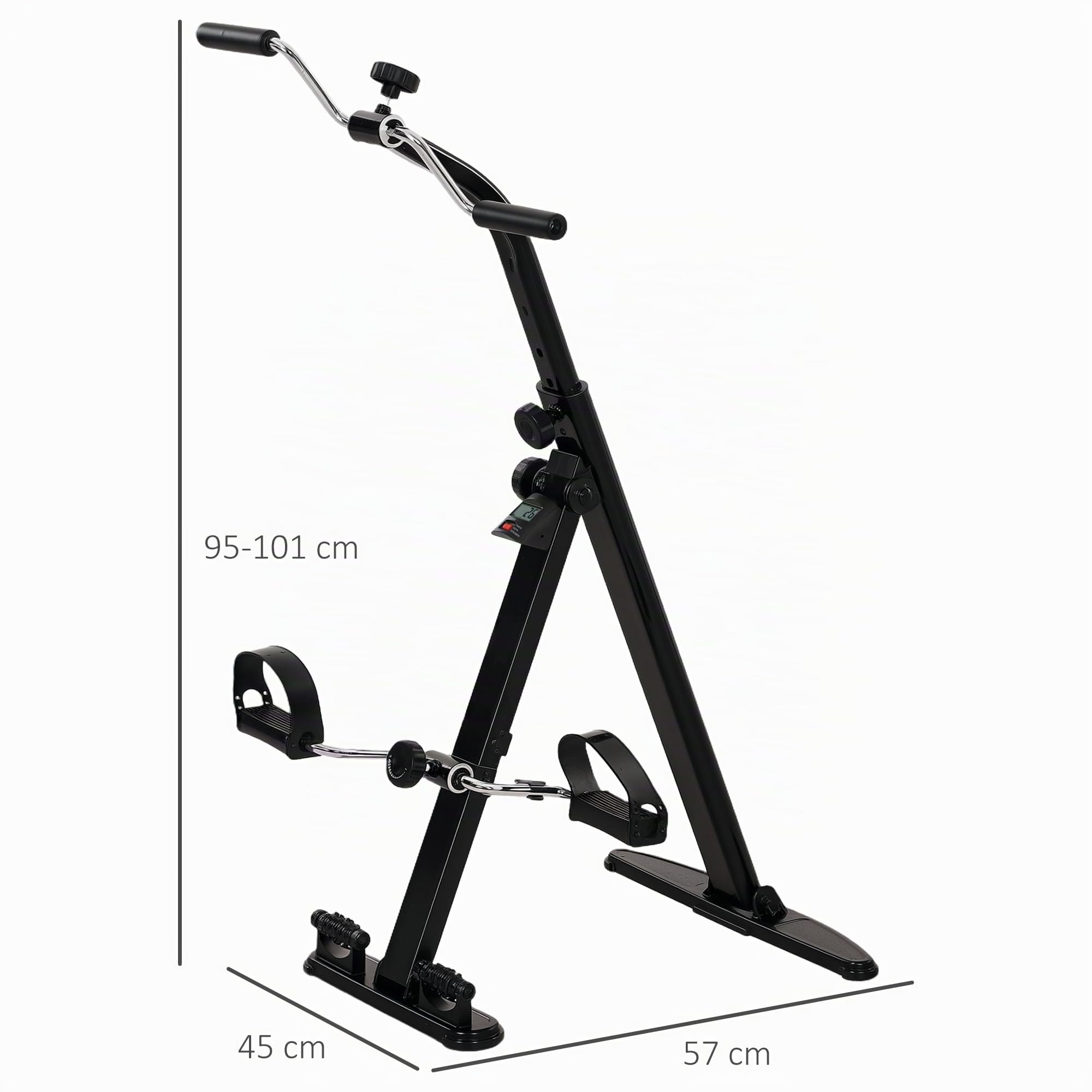 SPORTNOW Bicicleta de Pedal de Rehabilitación Plegable para Piernas y Brazos, Bicicleta de Ejercicio de Rehabilitación para Personas Mayores con Pantalla LCD, Pedales de Masaje, Altura de Manillar