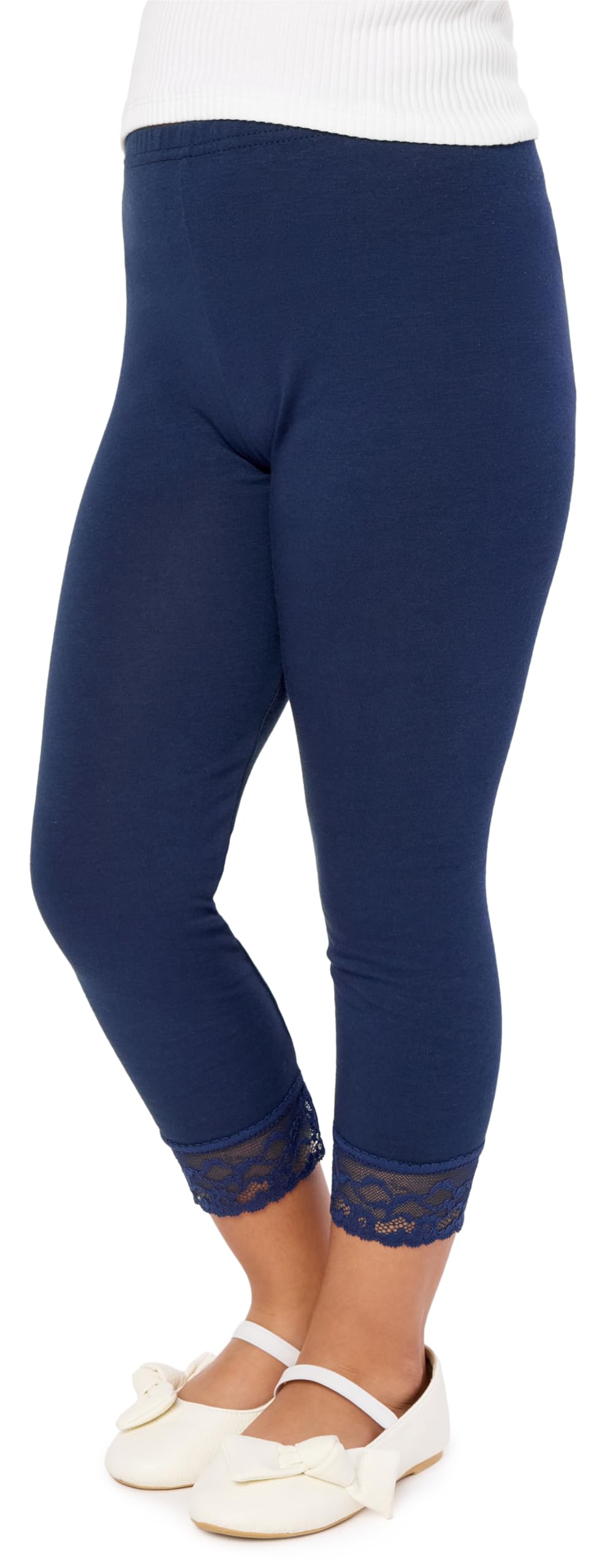 Merry Style 3/4 Leggings Mädchen aus Viskose bequeme Kurze Hose Mädchen mit Spitze MS10-293