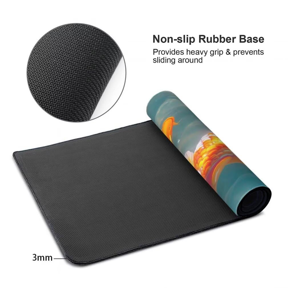 Tappetino Mouse Verde, Mouse Pad XXL 1200 x 600 x 3 mm, Carpa Koi Tappetino Gaming Grande Sottomano Scrivania, Impermeabile Mousepad Lavabile con Base in Gomma Antiscivolo per Computer-MP1577