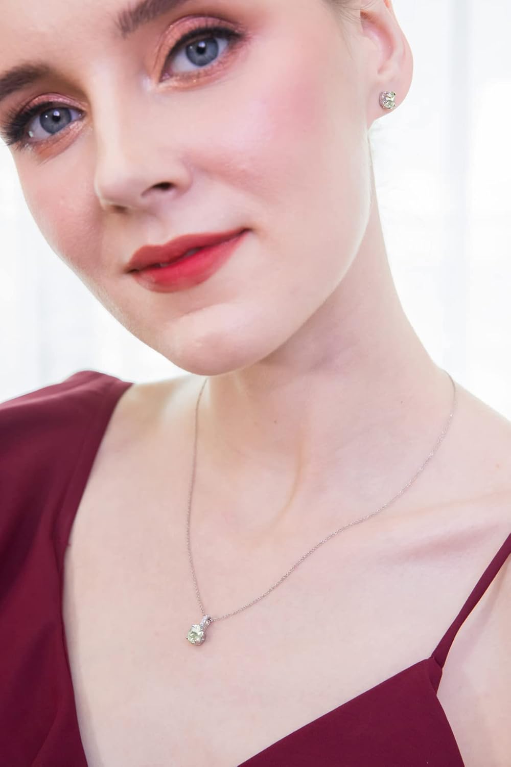 Sterling Silver Genuine or Synthetic Gemstone Oval Crown Stud Birthstone Earrings for Women - Image 3