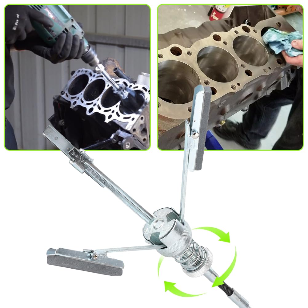 Kit spazzola motore universale levigatura cilindro motore, 3 ganasce motore auto strumento freno cilindro regolabile levigatrice smerigliatrice per auto camion autobus trattore motore industriale raff