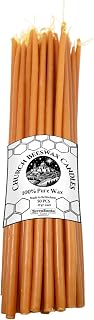50pcs Pack of Holy Pure Beeswax Tall Thin Taper Candles Smoke-Less for Church Religious Devotional Prayer Vigil Altar Ritual Memorial Easter Kulich Home Decor from Holy Land Bethlehem 11"/28cm