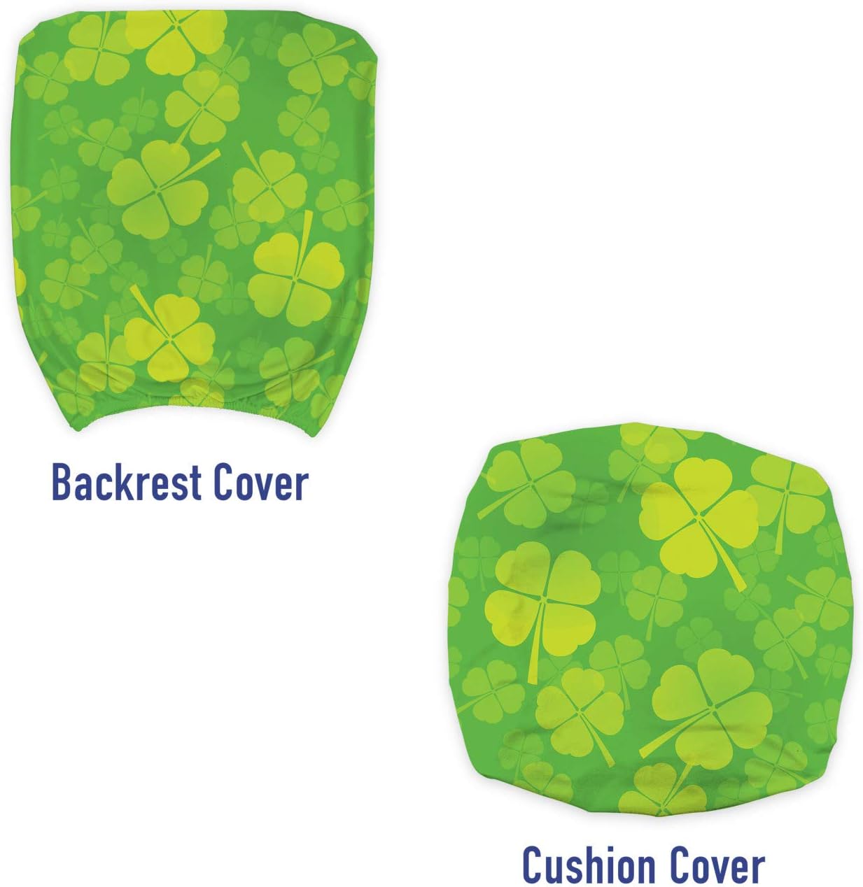 Lunarable Shamrock Office Chair Slipcover, 4 Leaf Clover Monochrome Traditional Saint Patrick's Day Arrangement, Protective Stretch Decorative Fabric Cover, Standard Size, Apple Green