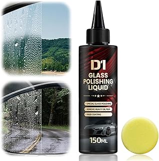 D1 Glass Polishing Liquid, 2025 Upgrade Car Glass Oil Film Remover and Auto Scratch Repair Compound, Car Glasses Polishing Compound, Anti-Fog Hydrophobic Coating Spray with Sponge (1)