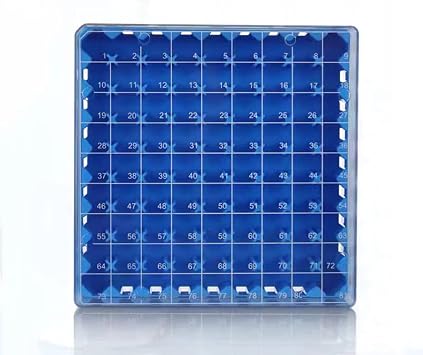 Cryogenic Storage Box - Polycarbonate Freezer Boxes,Blue/81 Place, for Storing 1.5-2.0 mL Cryotubes Pack of 1