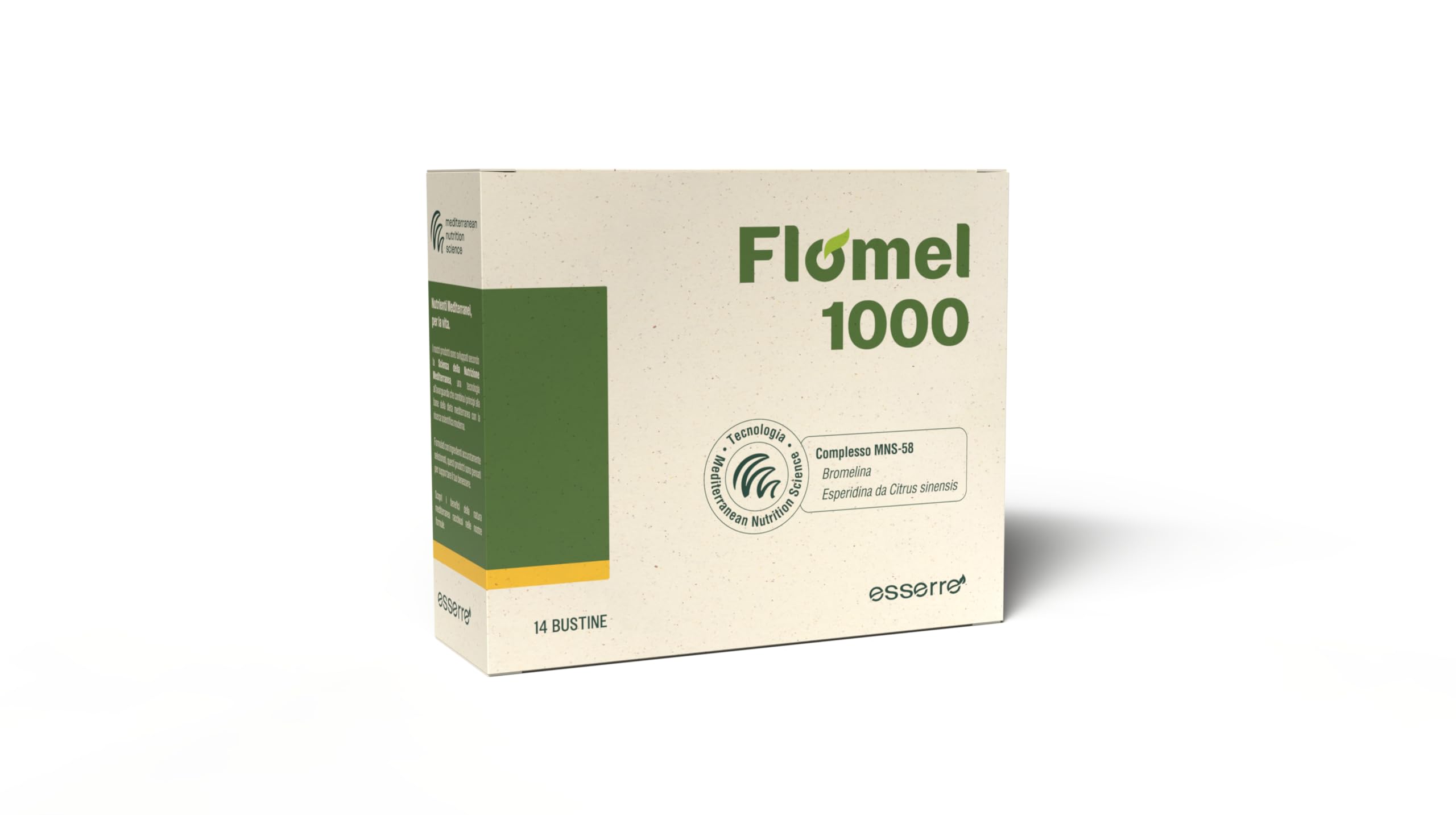 Esserre Flomel 1000 | Integratore Alimentare con Bromelina Forte Drenante per Gambe Leggere e Microcircolo | Senza Glutine e Senza Lattosio | Adatto ai vegani| 14 Bustine da 4g