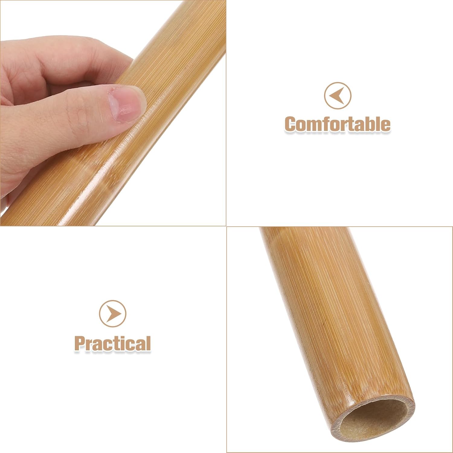 Massage Stick Roller for Muscle Relief, Handheld Back and Neck Massager with Black Storage Bag, Natural Wood Spa Tool for Full Body and Face Therapy