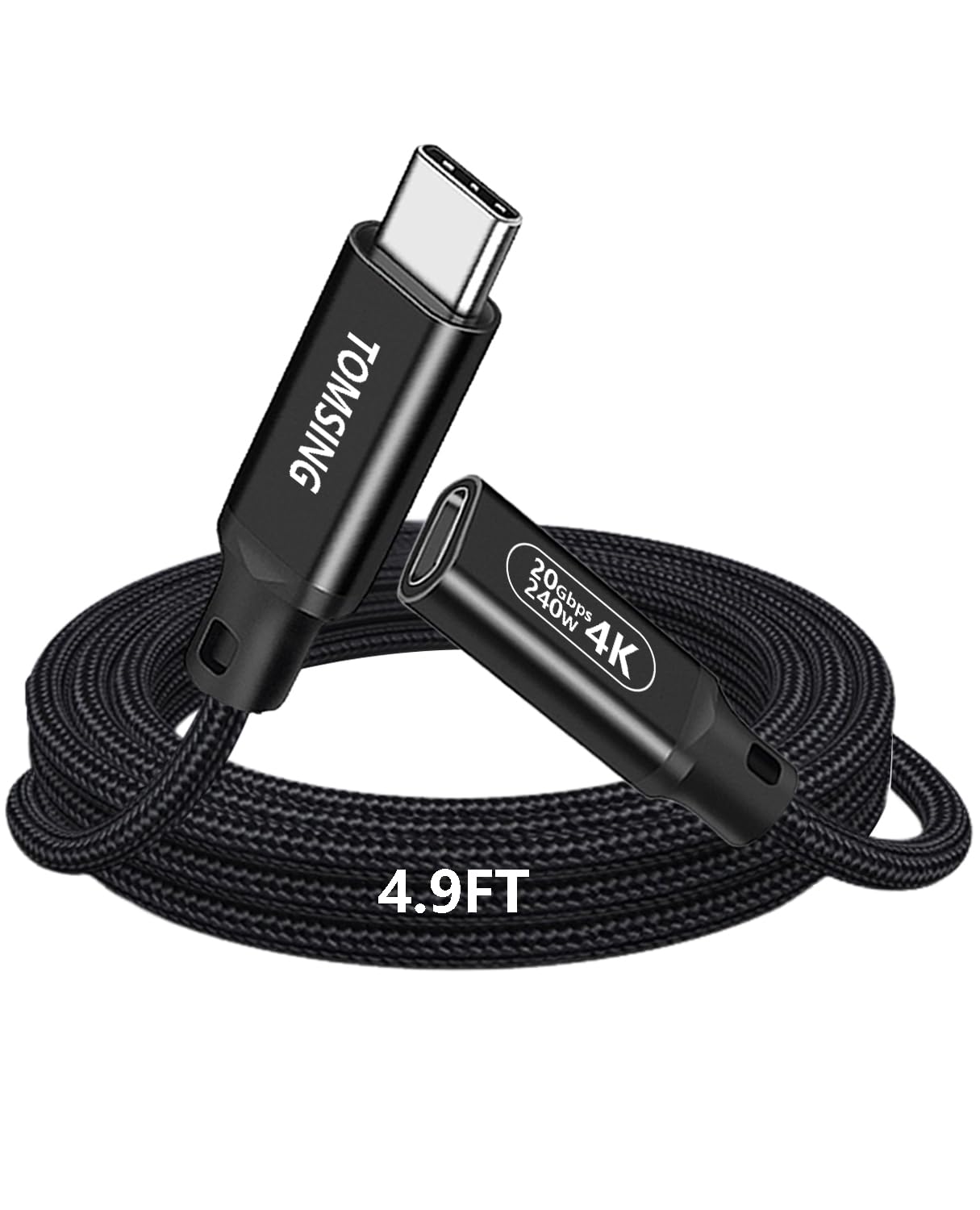 Cavo di prolunga USB C da 240 W, 20 Gbps, 4 K a 60 Hz, extra lungo, USB 3.2 tipo C maschio a femmina, prolunga per ricarica e sincronizzazione per smartphone, tablet, laptop, PlayStation, Xbox
