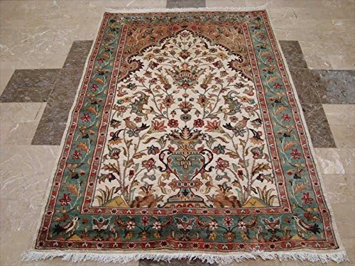 ahmedani Exclusive Tree of Life Birds Oriental Area Rug Hand Knotted Wool Silk Carpet (6 x 4)'
