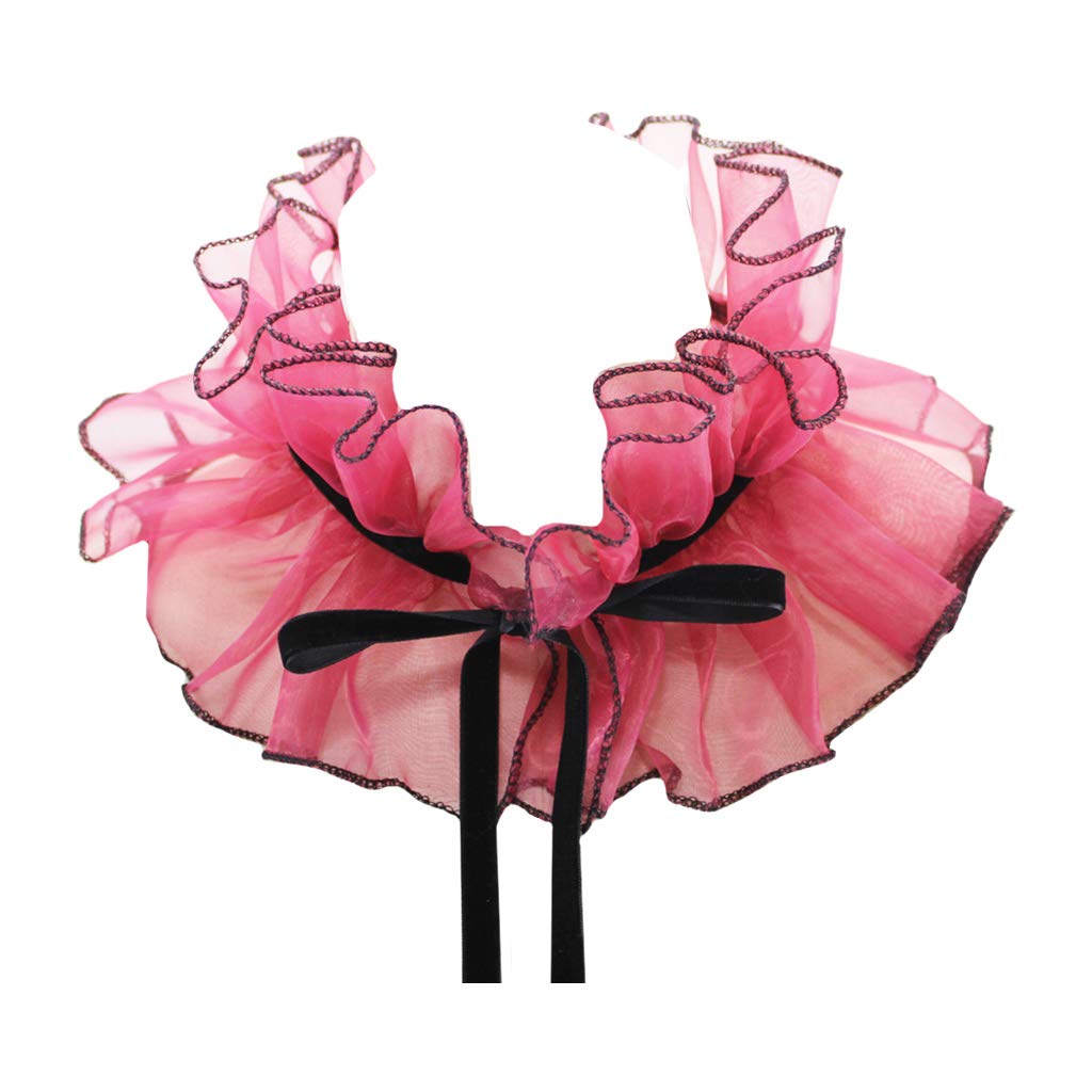 Faux Col Steampunk Victorien Organza à Volants - Collerette Gothique Lolita Avec Nœud Ruban Réglable Cosplay