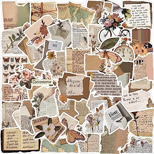 50PCS Vintage Scrapbook Stickers Set – Retro Aesthetic Collage Stickers ...