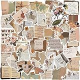 Yoksas 50Pcs Vintage Old Antique Newspaper Words Stickers - Cottagecore Old Looking Stickers for Scrapbook Supplies,Journaling,Planner,Laptops