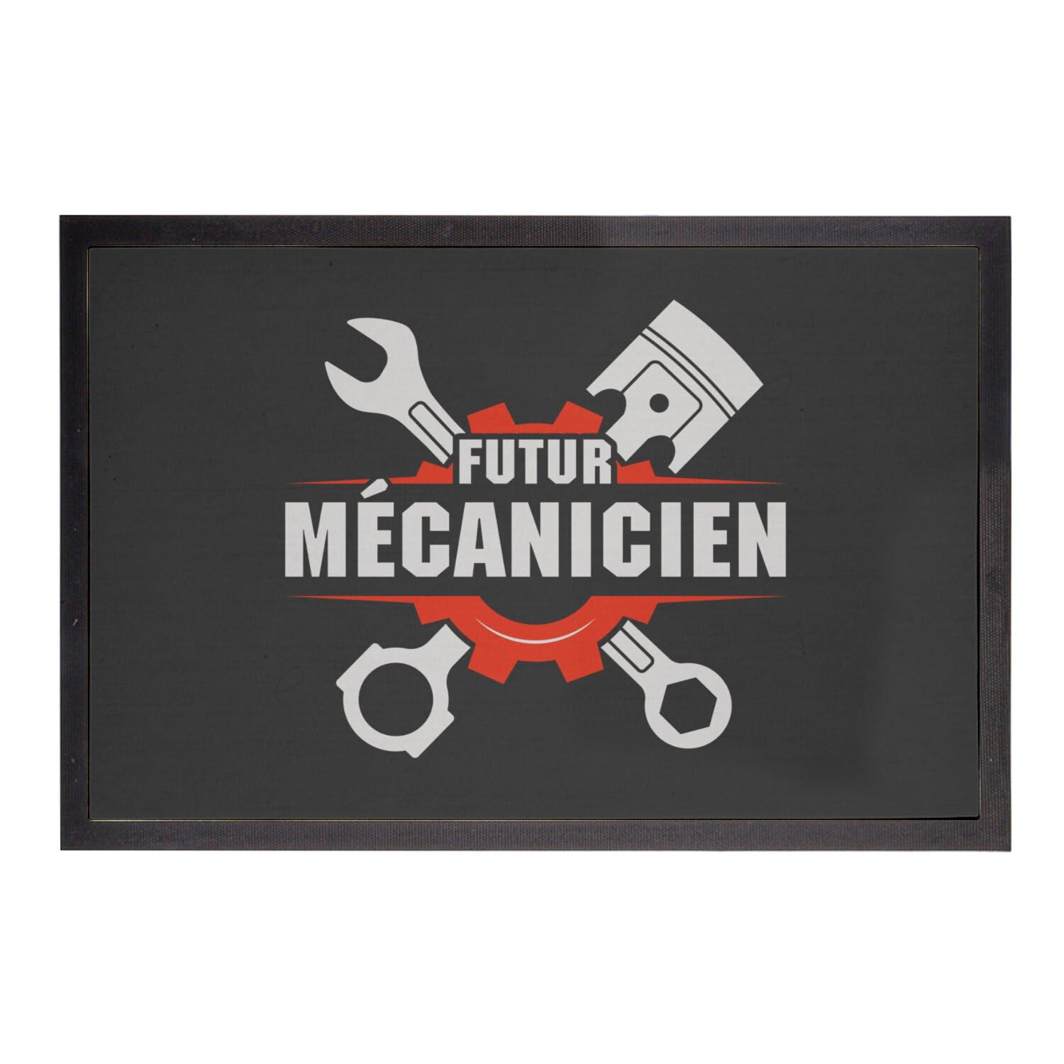 Paillasson noir 75x50cm futur mécanicien métier automobile manuel pour tapis entrée