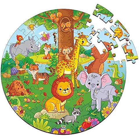 Webby Jungle Jigsaw Bright Colors Puzzle for 5 and Above, 60 Piece, Multicolor Light Weight and No Sharp Edges Cover