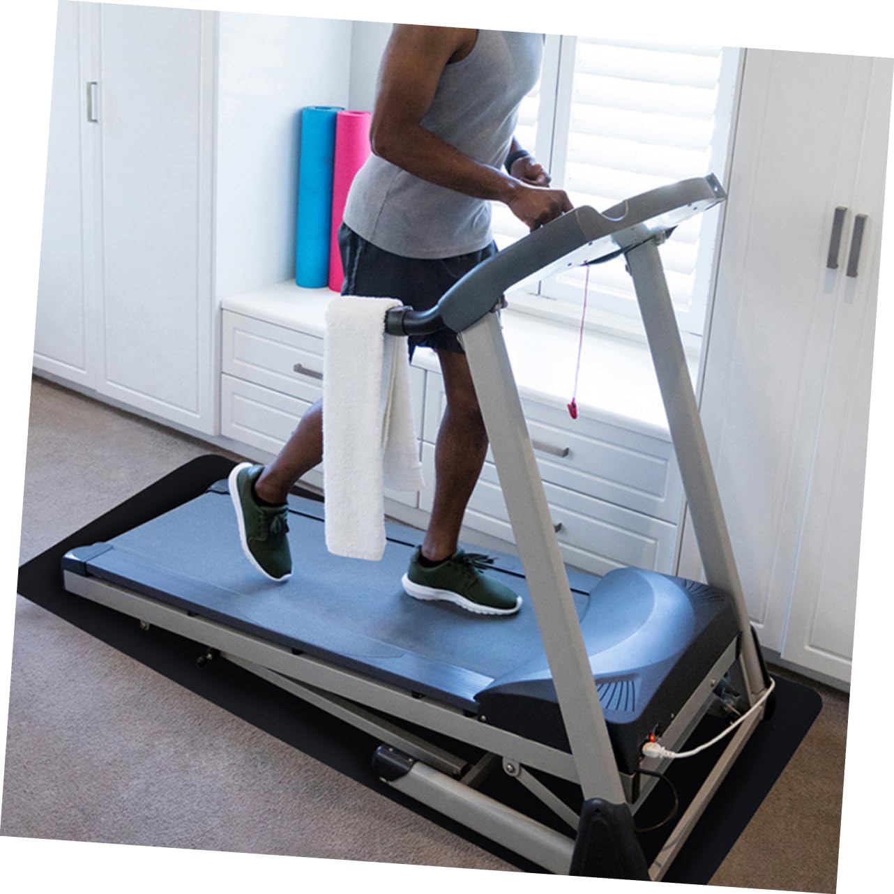 1pc Treadmill Mat Floor Protector Nbr Exercise Equipment Cushion Non- Design for Reduces Noise and Vibrations for Home Gym and Outdoor Activities