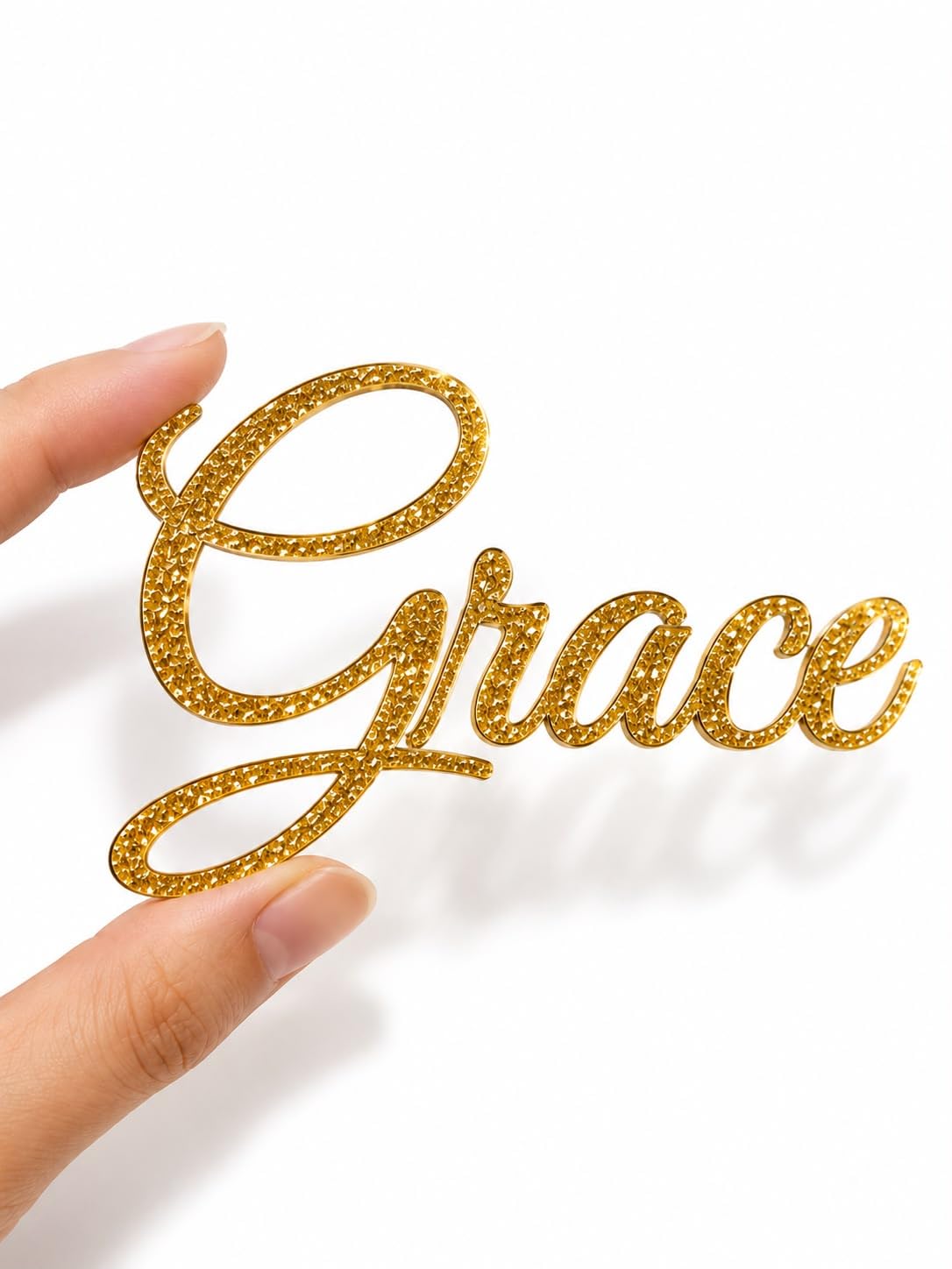Personalised Cake Topper Name in muti Colours, 3mm Thick Glitter Acrylic Birthday Cake Topper for Weddings, Baby Showers, Anniversaries and Parties (Gold Glitter)