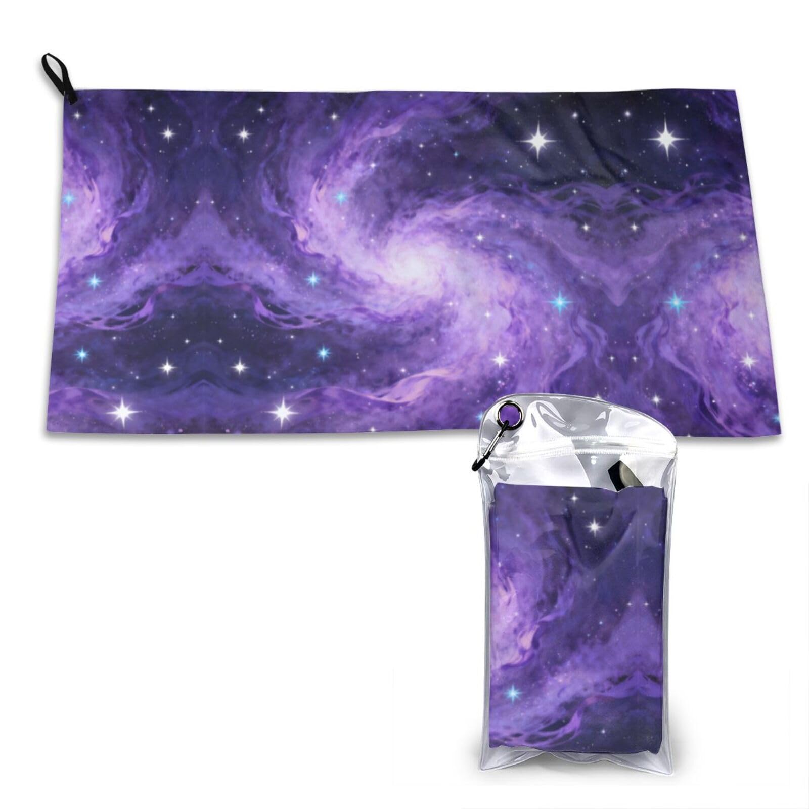 DUYKIMQW Purple Starry Sky Print Quick Dry Towel 16x31.5in White