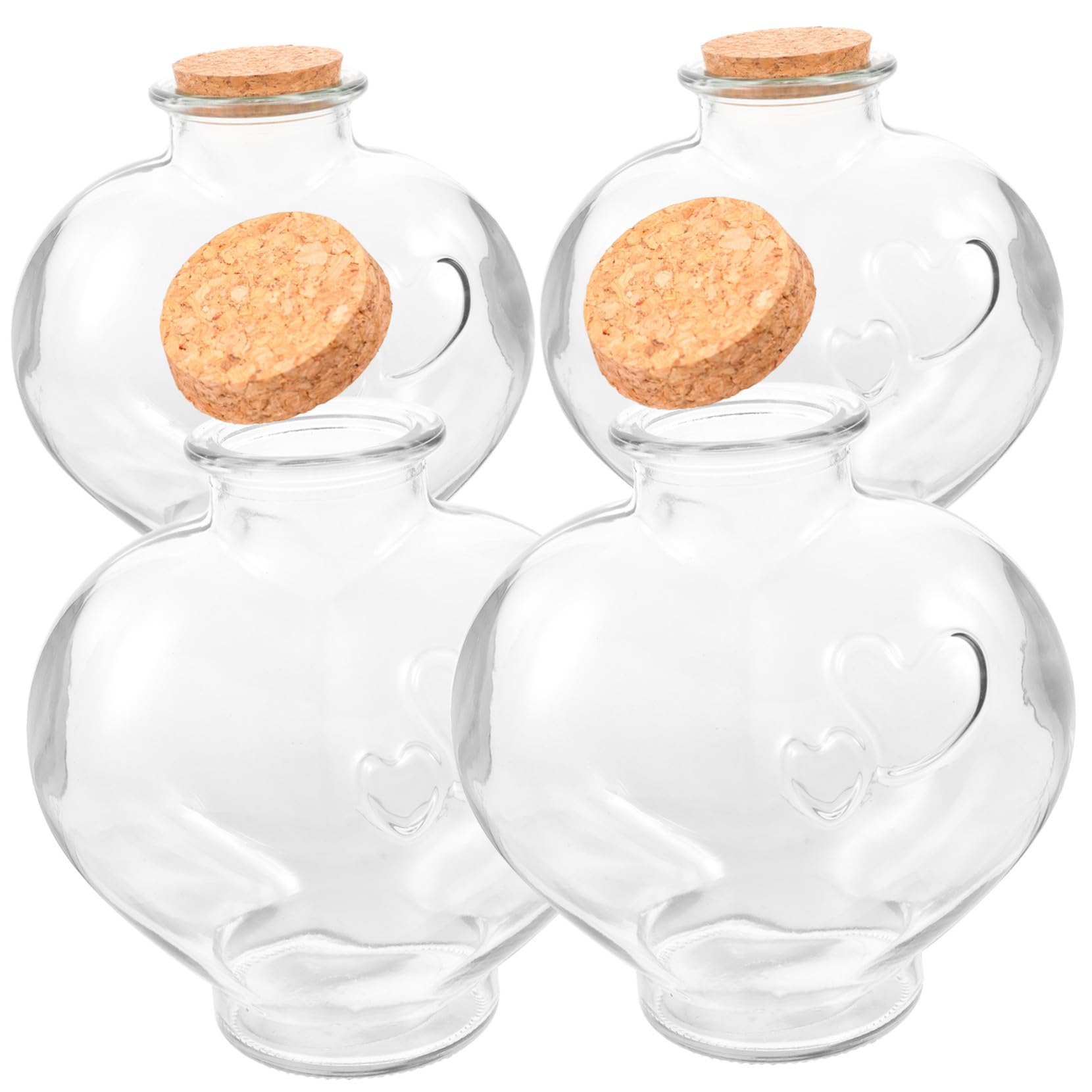 Flacons vides en verre de coeur peche cadeaux invites mariage lot de 4 fioles deco de table