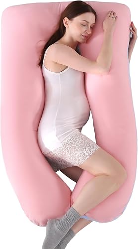 GRANDMA SHARK Pregnancy Pillow for Sleeping, U Shaped Pillow, Large pillow, Maternity Body Pillow, Pink