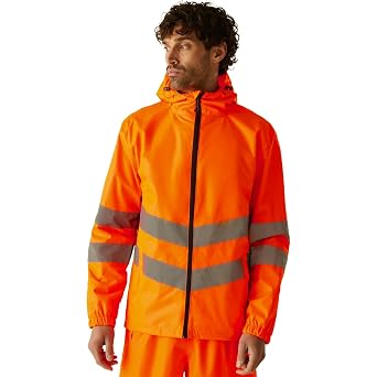 Regatta TRW497 18880 Professional Hi-Vis Waterproof and Windproof Pack away Jacket, Orange, XL