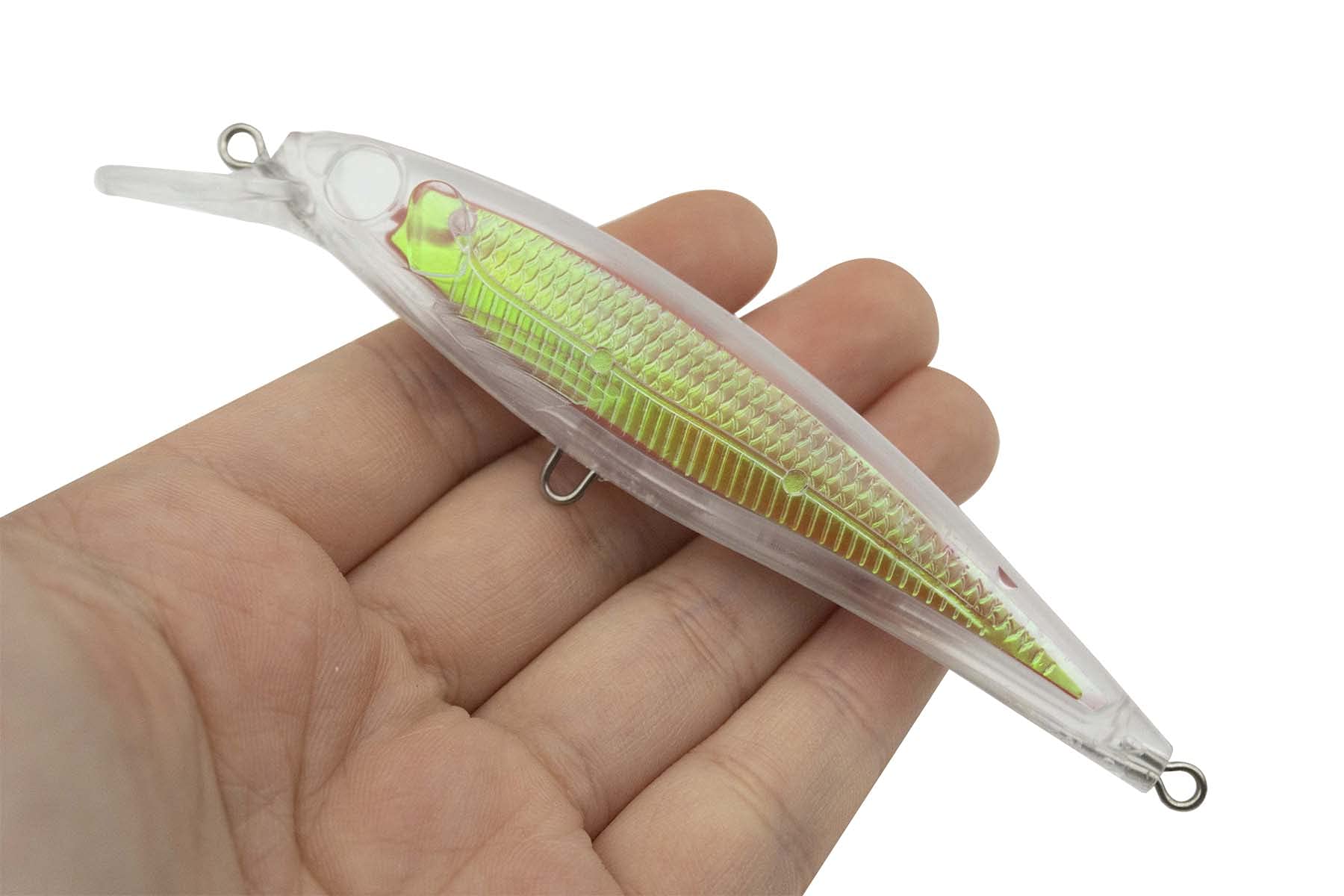 HTHYLURE10PCS Unpainted Lure Blanks 11.38g 11.3cm with 7mm Free Fishing Eye Crankbait Baits Simulation Blank Body Clear Hard Baits Trout Salmon Minnow Lure Popper Lures Topwater Freshwater 366