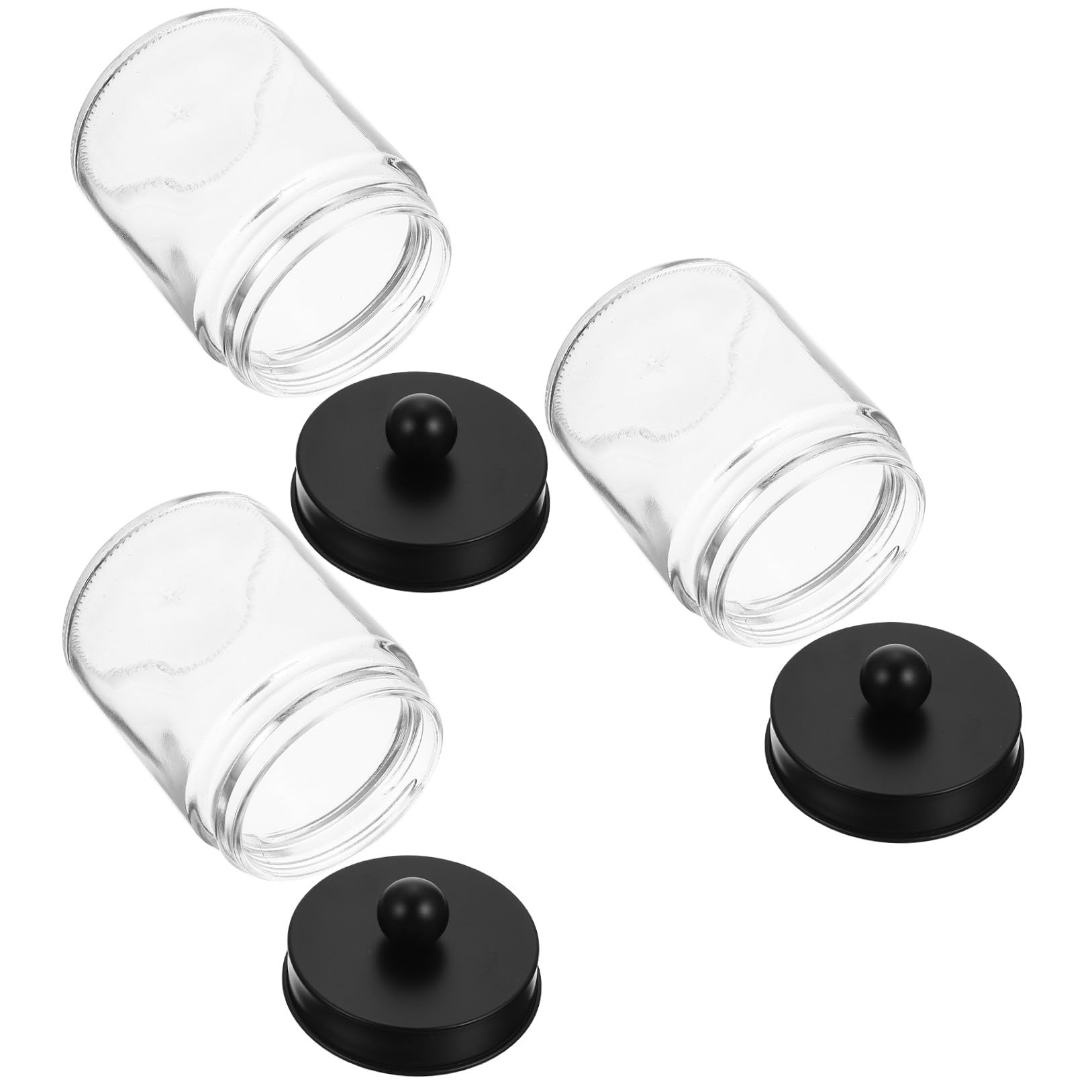 ABOOFAN 3 Stück Glasbehälter mit Edelstahldeckel Leichter und Transparenter Wattestäbchenhalter für Badezimmer und Verschiedene Orte Einfach Nachfüllbar und Zugänglich