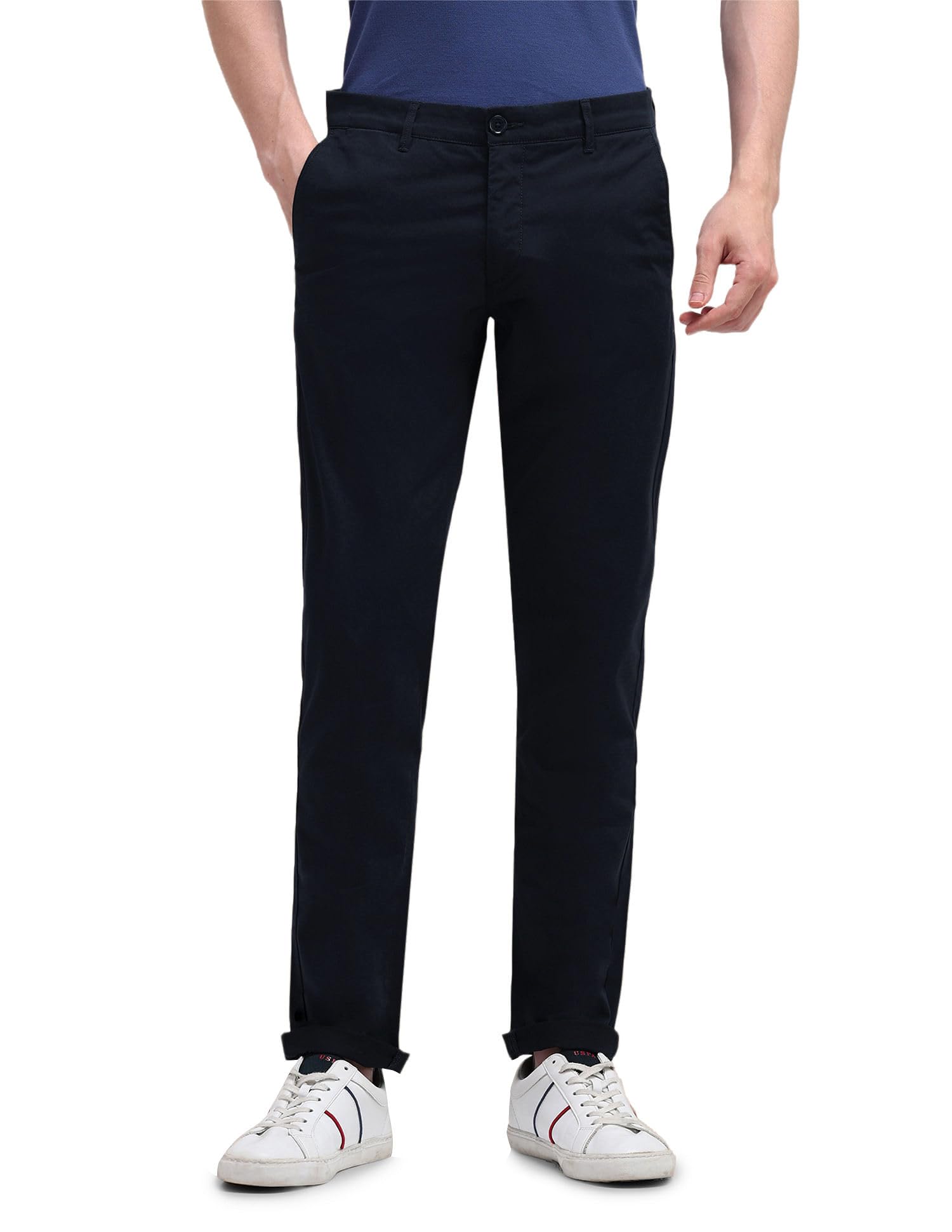 u.s. polo assn. Men's Navy Solid Mid Rise Dark Cotton 1010 Men's Casual Trousers (USTRO1774D_Navy_30)-picture-27