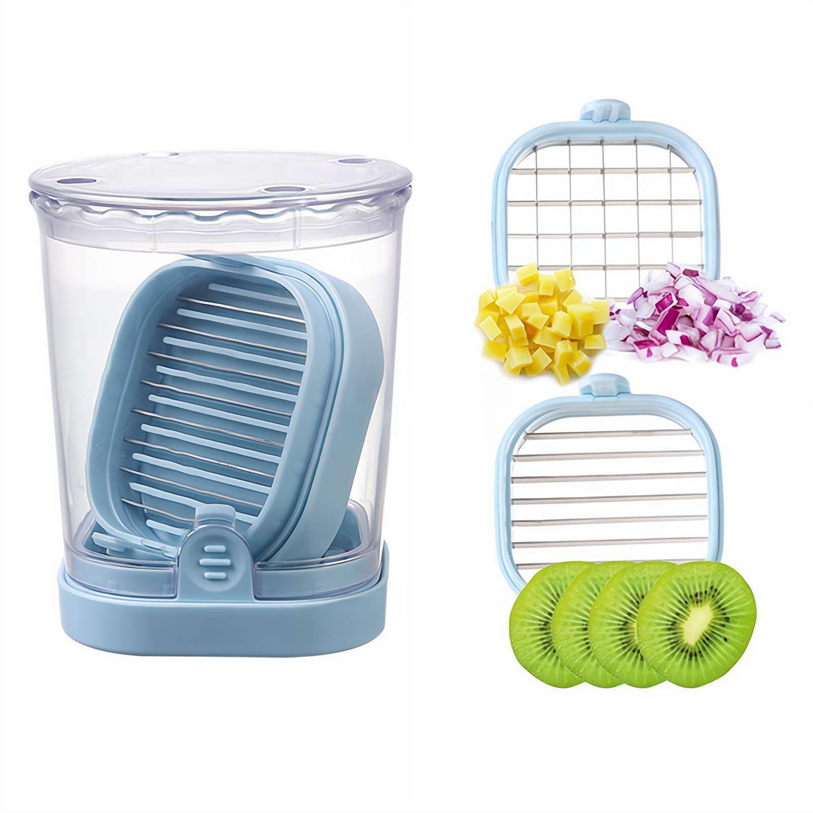 Cortador de frutas, utensilio de cocina multifuncional para cortar fácilmente fresas, plátanos, pepinos y champiñones, diseño portátil y desmontable