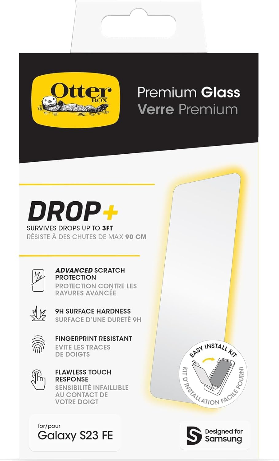 Otterbox Cover per Samsung Galaxy S23 FE Sleek, Testata a norme Anti caduta MIL-STD 810G, Trasparente + Pellicola protettiva in Vetro temperato Premium per Galaxy S23 FE, Senza Retail Package