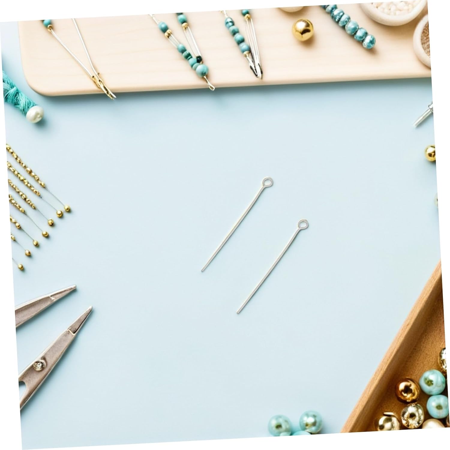 Stainless Steel Eye Pins and 300pcs for Jewelry Making, Rust Resistant Easy Threading, 40mm Silver Open Eye Head Pins for Creating Custom Necklaces and Bracelets