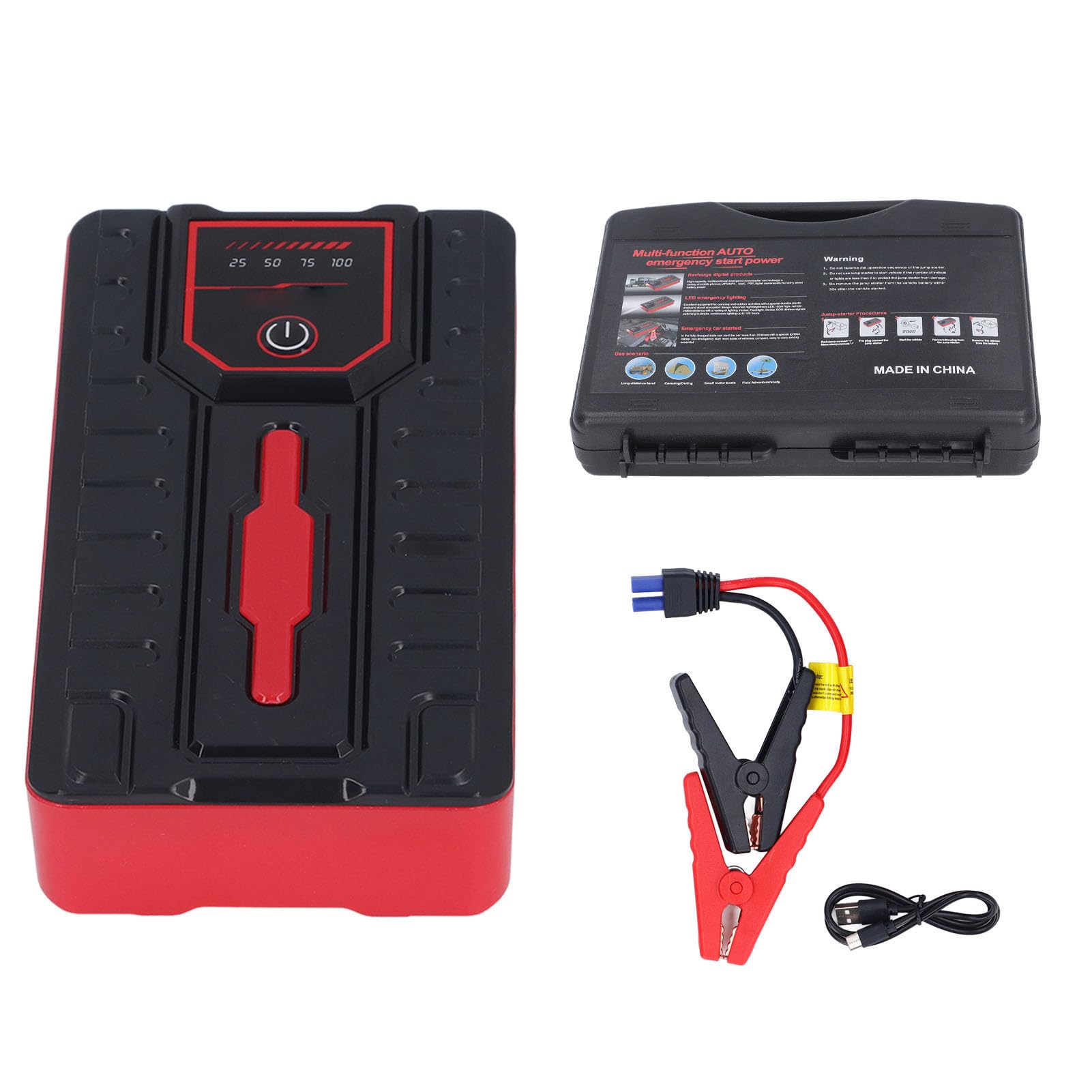 12V samochodowy starter akumulatorów samochodowych, 20000mAh LED Wyświetlacz akumulatorów samochodowych 1500A Szczyt Przenośny awaryjny skok box z latarką dla ciężarowych Quadów