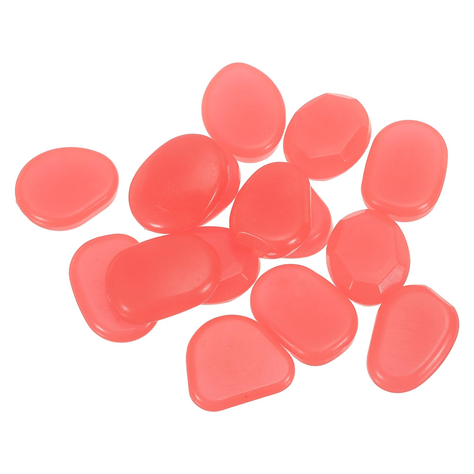YELARXI Glow in the Dark Stones, Luminous Resin Pebbles Stones Glowing Rocks Decorative Light Up Pebbles Fitting for (Fish Tank/Outdoor Garden Decor/Yard/Walkway) 15 Pcs & Pink