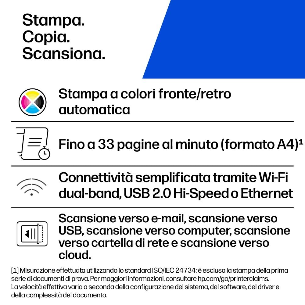 HP Color LaserJet Pro MFP 4302dw (4RA83F) Stampante a Colori, Fronte e Retro Automatico, 35/33 ppm, USB, Wi-Fi, Ethernet