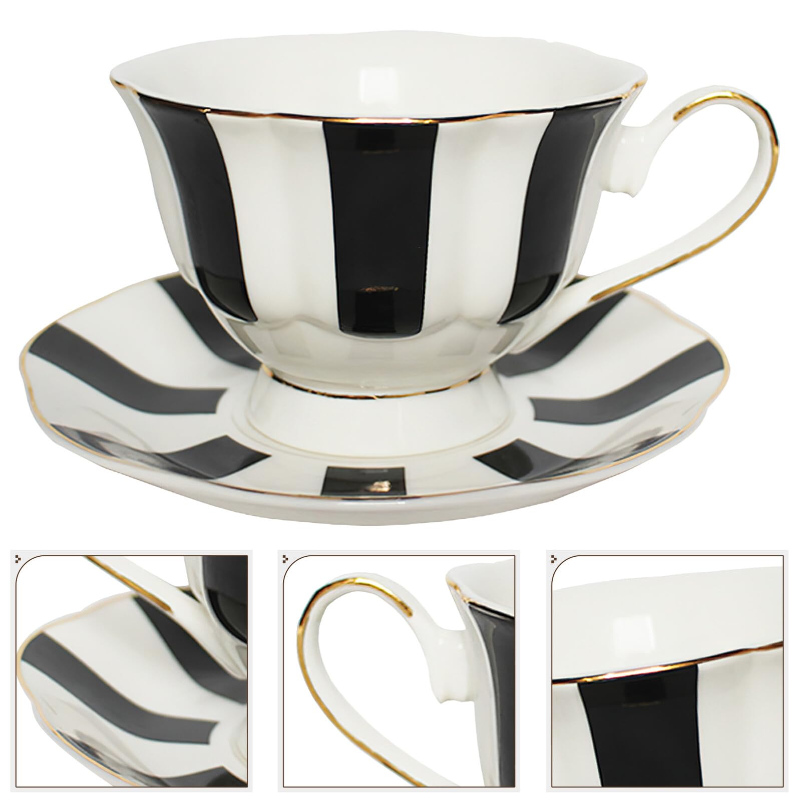 Luxshiny Tasse à Café Soucoupe Rétro Européenne à Pois, 1 Set