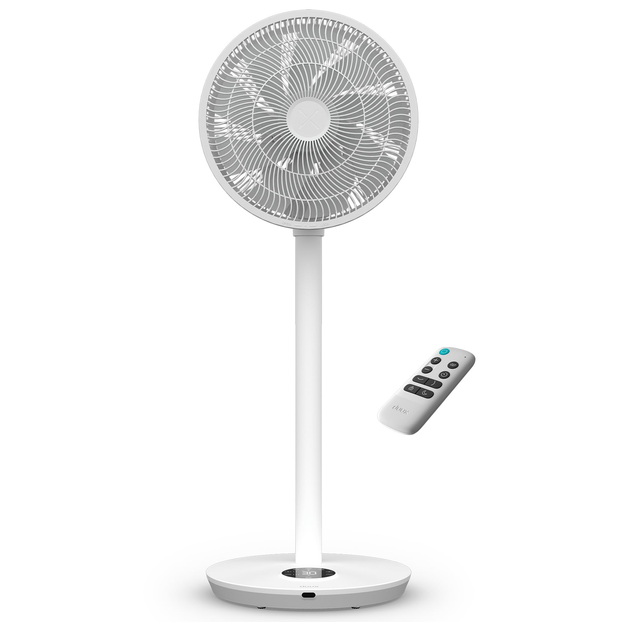 Duux Whisper Flex 2 Ventilateur – Ultra Silencieux 13 dB – Mode Nuit & Minuterie – Hauteur Réglable (54–92 cm) – Économe dès 2W – Commande sur le Ventilateur & Télécommande – Blanc