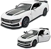Miniatura de carro Ford Mustang Dark Horse 2024 1/38 12 CM, Carrinho de ferro Miniatura, Abertura de portas, Com Fricção, Carrinhos de coleção Kinsmart (Branco)