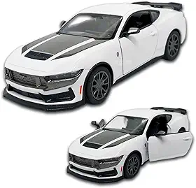 Miniatura de carro Ford Mustang Dark Horse 2024 1/38 12 CM, Carrinho de ferro Miniatura, Abertura de portas, Com Fricção, Carrinhos de coleção Kinsmart (Branco)