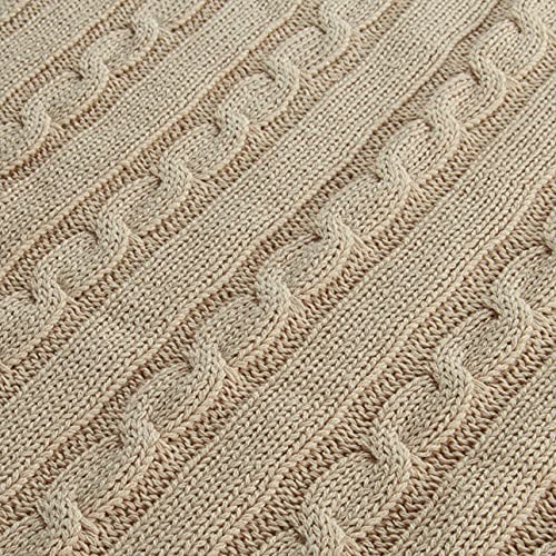Image of NTBAY 100% Pure Cotton Cable Knit Toddler Blanket, Super Soft Warm Breathable 30x40 Baby Blanket for Crib, Stroller, Nursery, Travel, Newborn, 30x40 Inches, Apricot